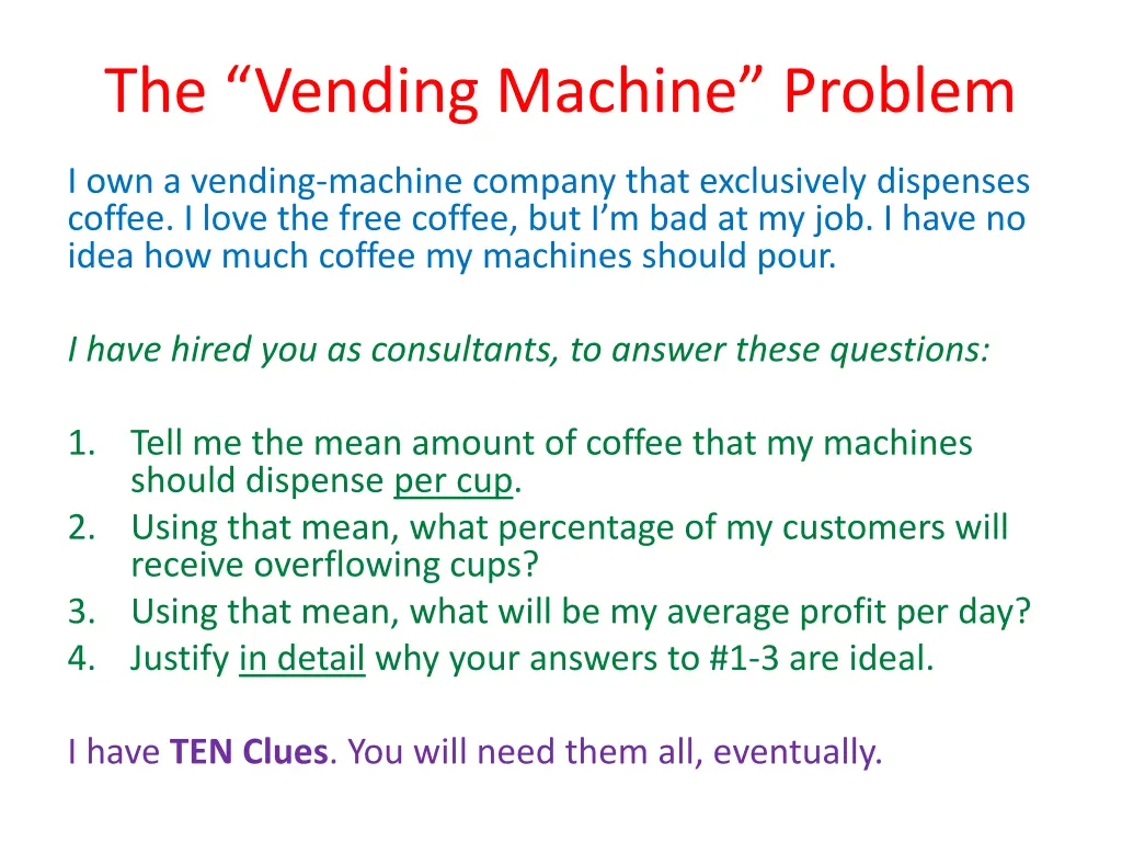 the vending machine problem