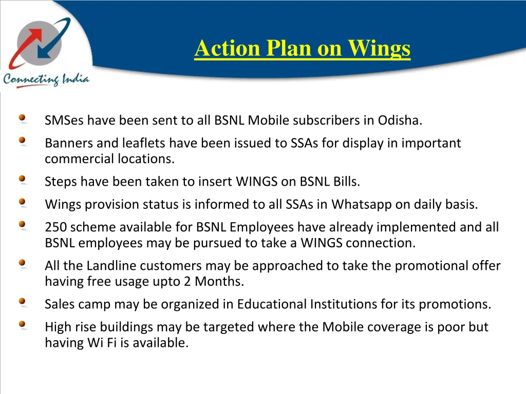 action plan on wings