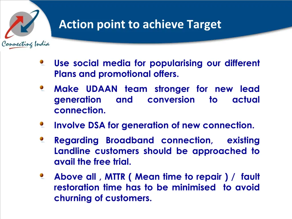 action point to achieve target 1