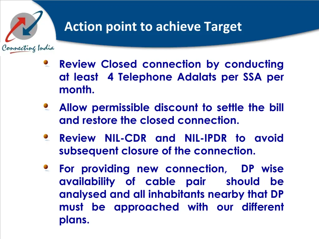 action point to achieve target