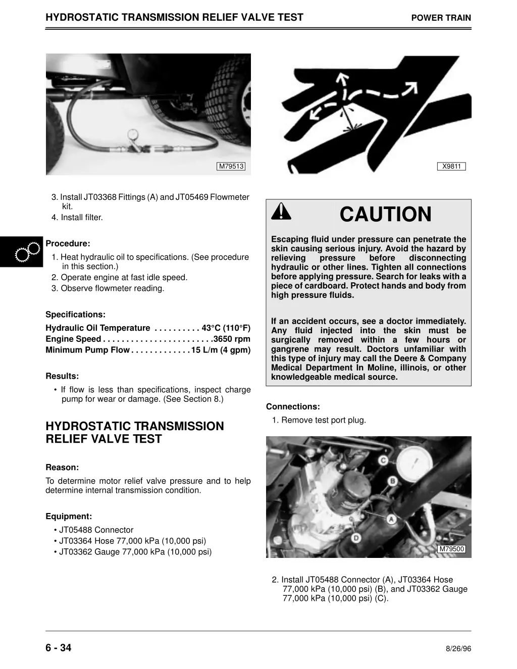 hydrostatic transmission relief valve test