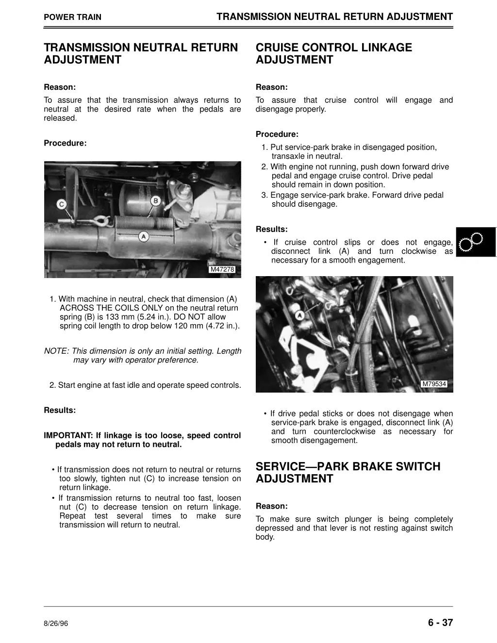 transmission neutral return adjustment