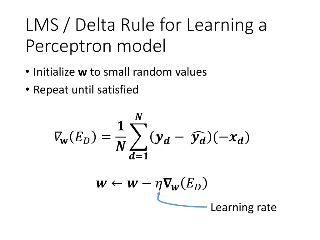 lms delta rule for learning a perceptron model 1