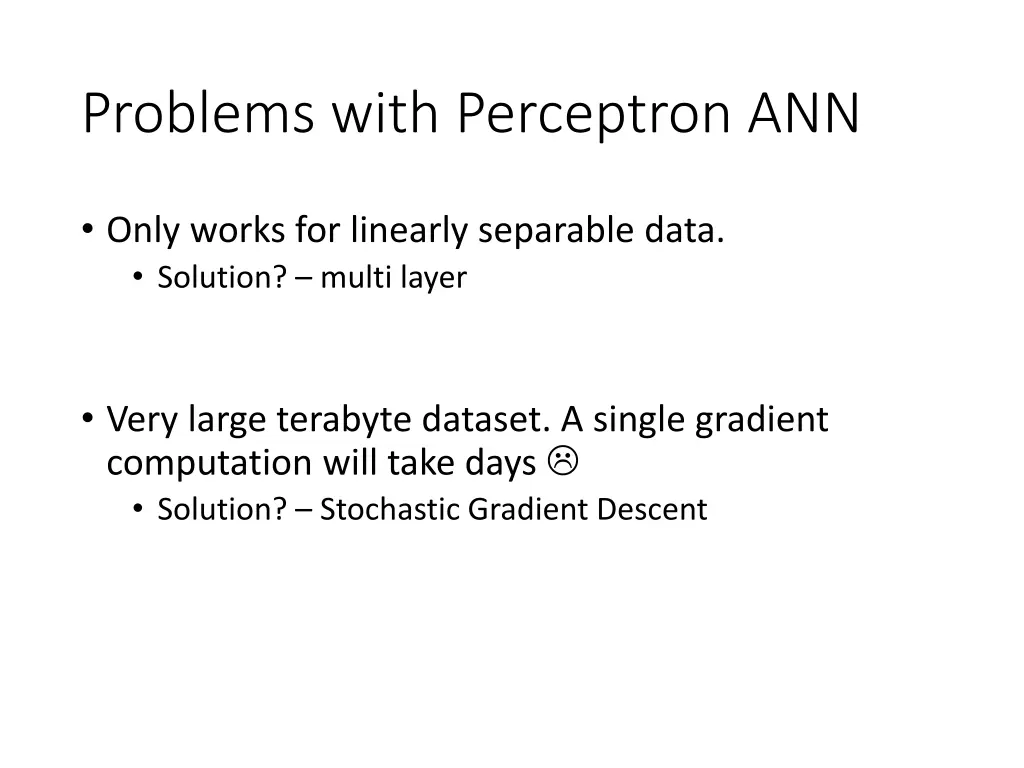 problems with perceptron ann