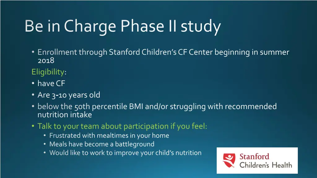 be in charge phase ii study