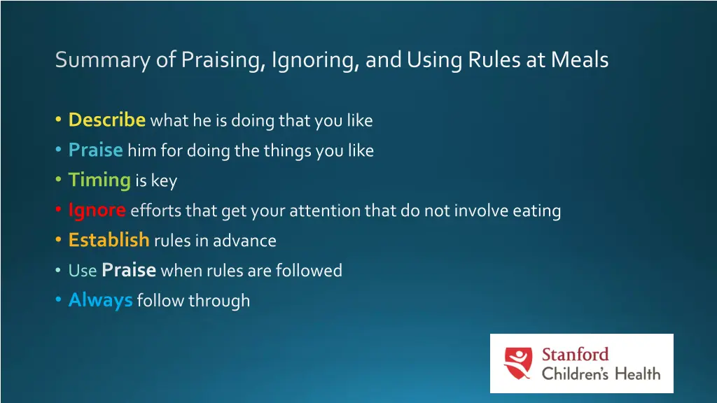 summary of praising ignoring and using rules