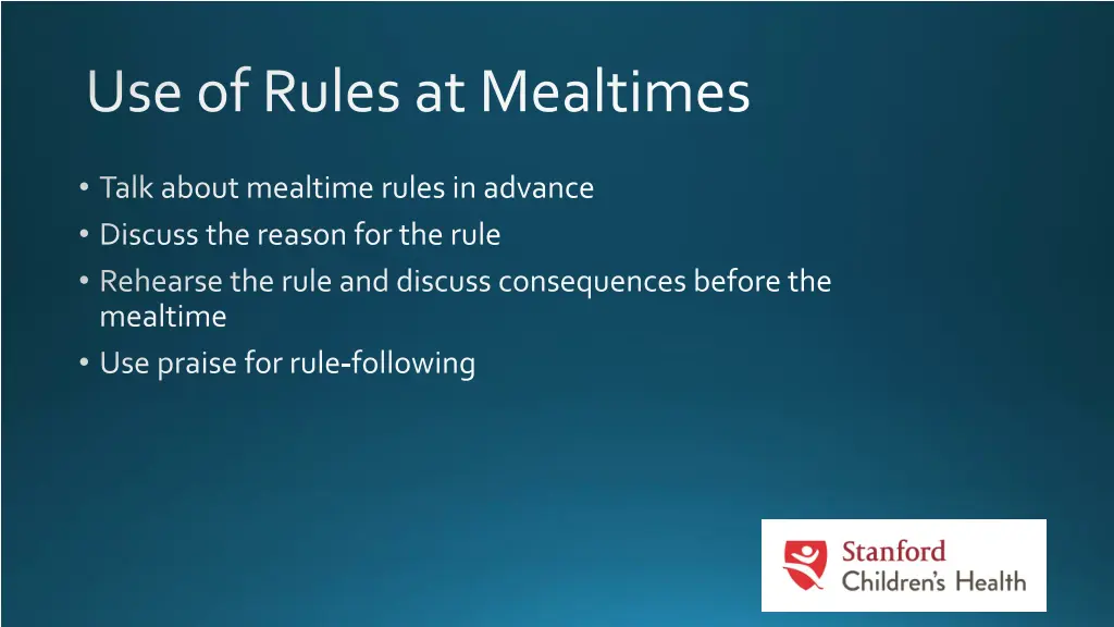 use of rules at mealtimes