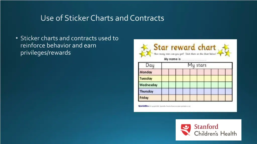 use of sticker charts and contracts