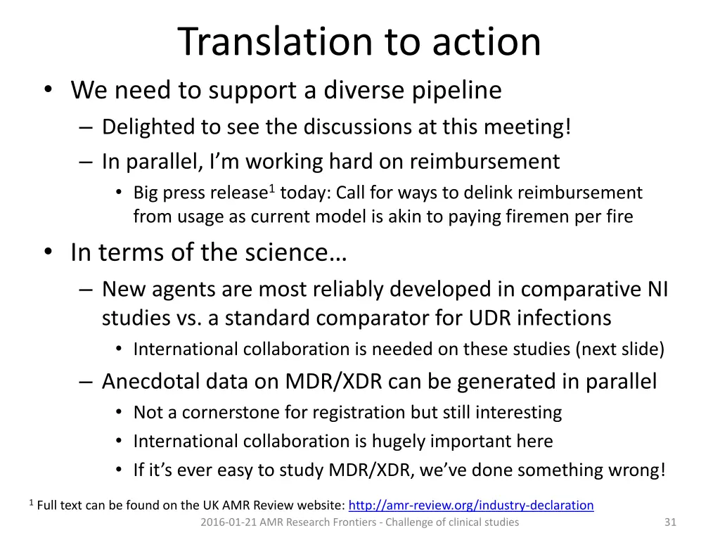 translation to action we need to support