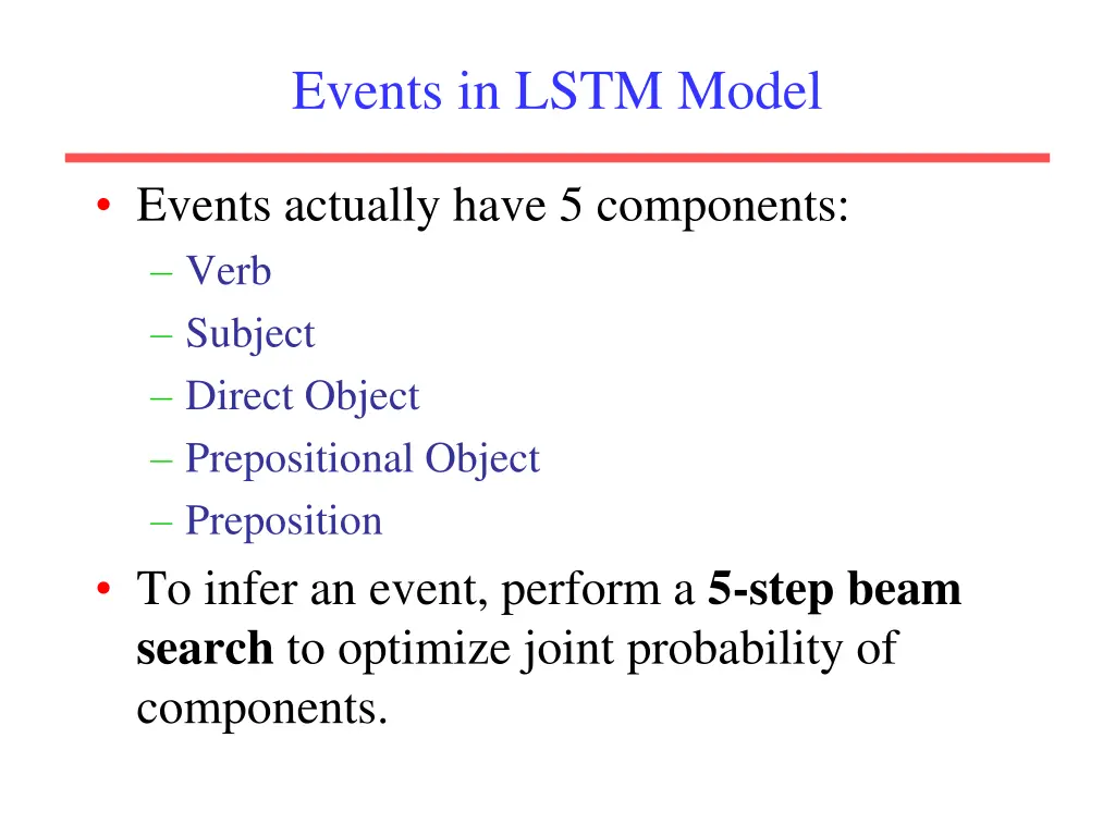 events in lstm model