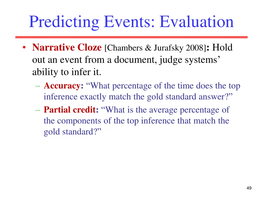 predicting events evaluation