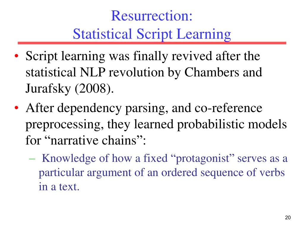 resurrection statistical script learning script