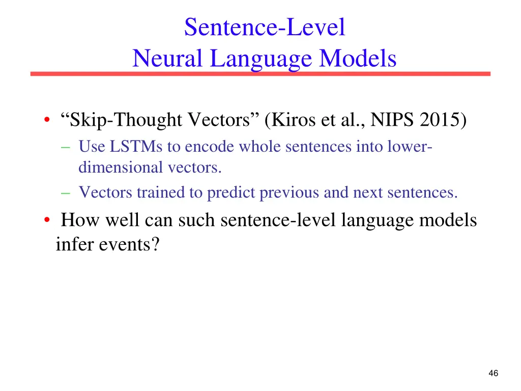 sentence level neural language models