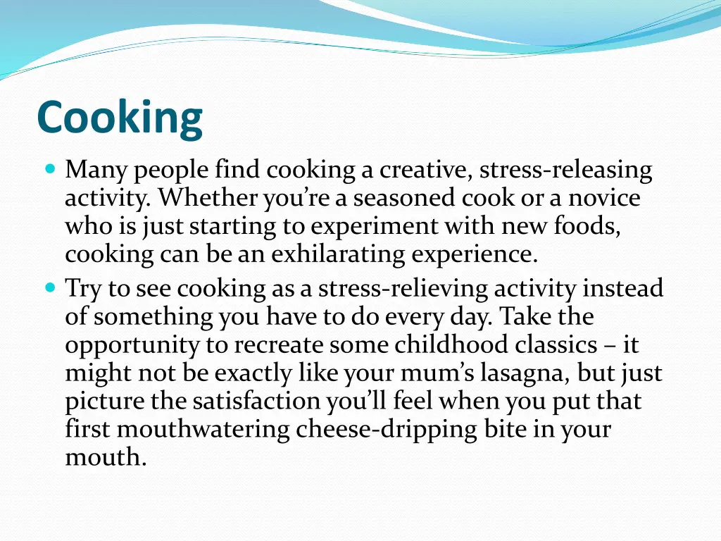 cooking many people find cooking a creative