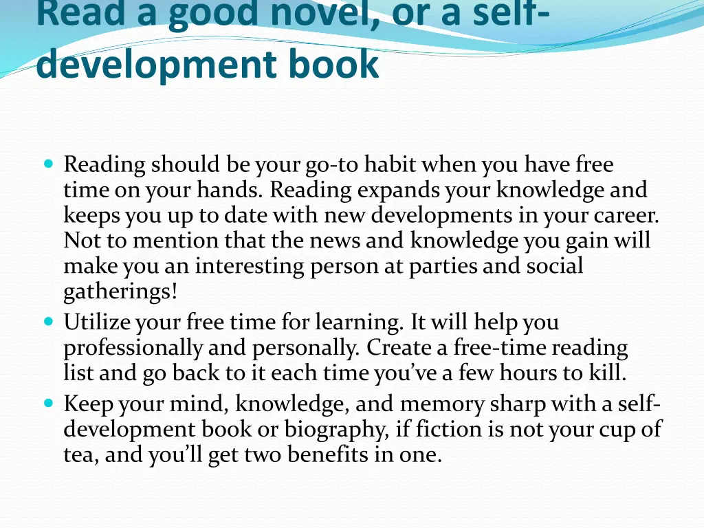 read a good novel or a self development book