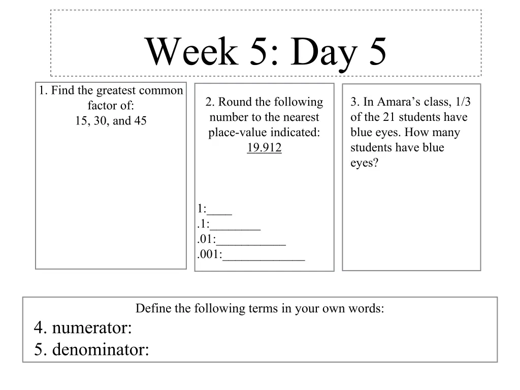 week 5 day 5