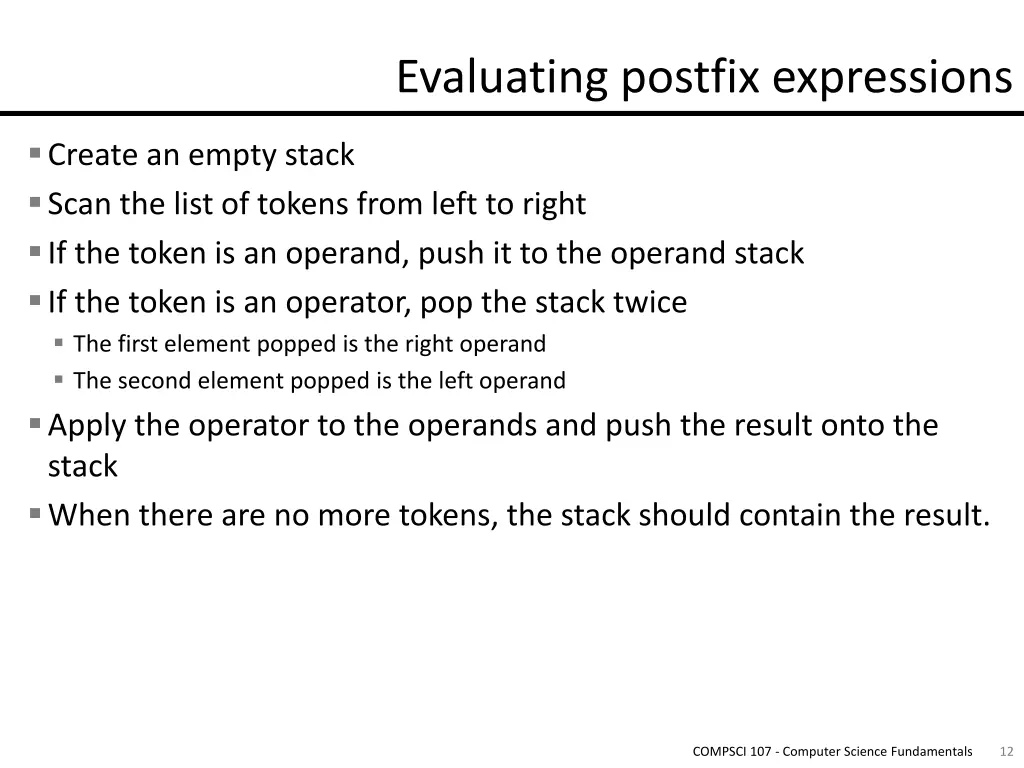 evaluating postfix expressions