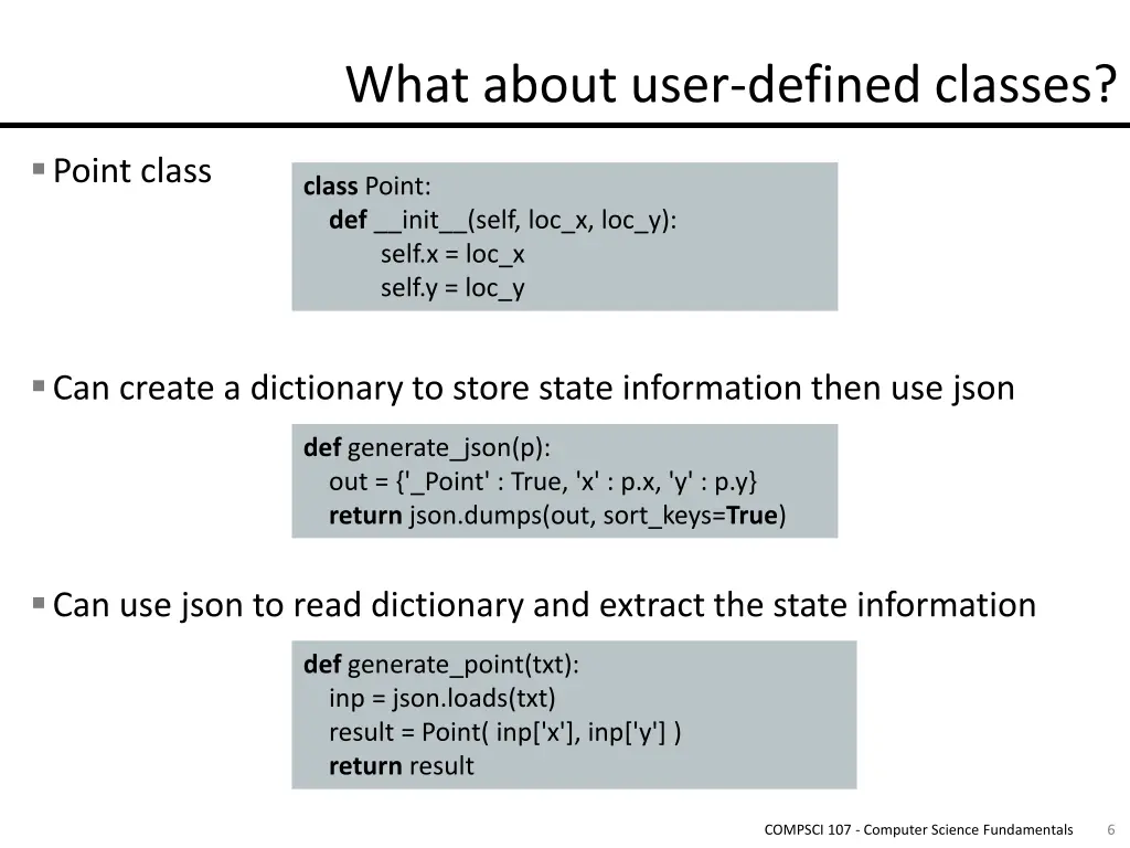 what about user defined classes