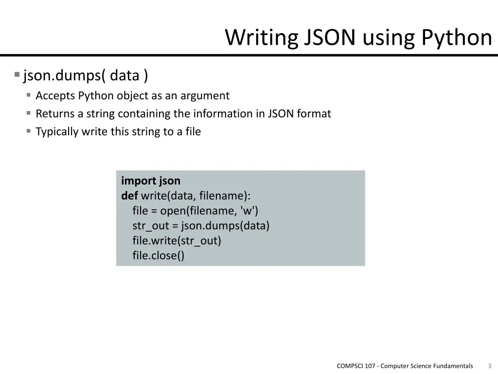 writing json using python