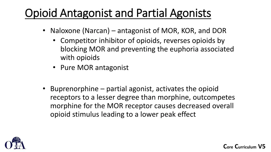 opioid antagonist and partial agonists opioid