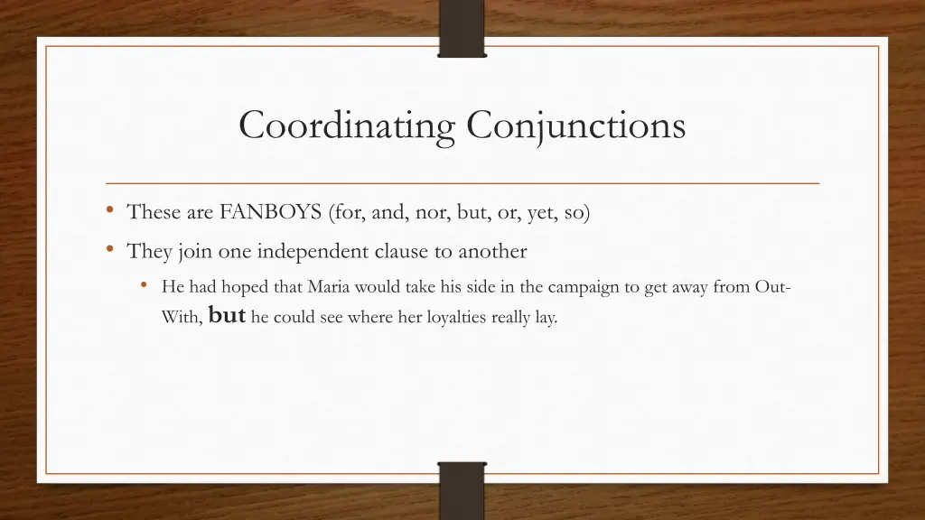 coordinating conjunctions