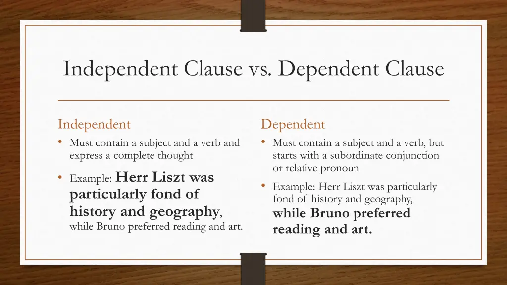 independent clause vs dependent clause