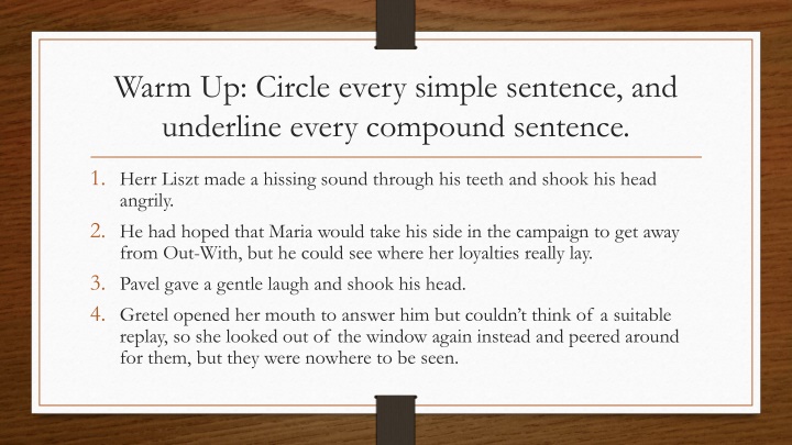 warm up circle every simple sentence