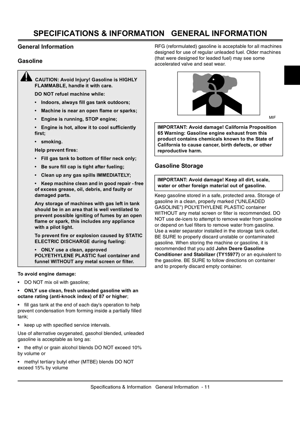 specifications information general information