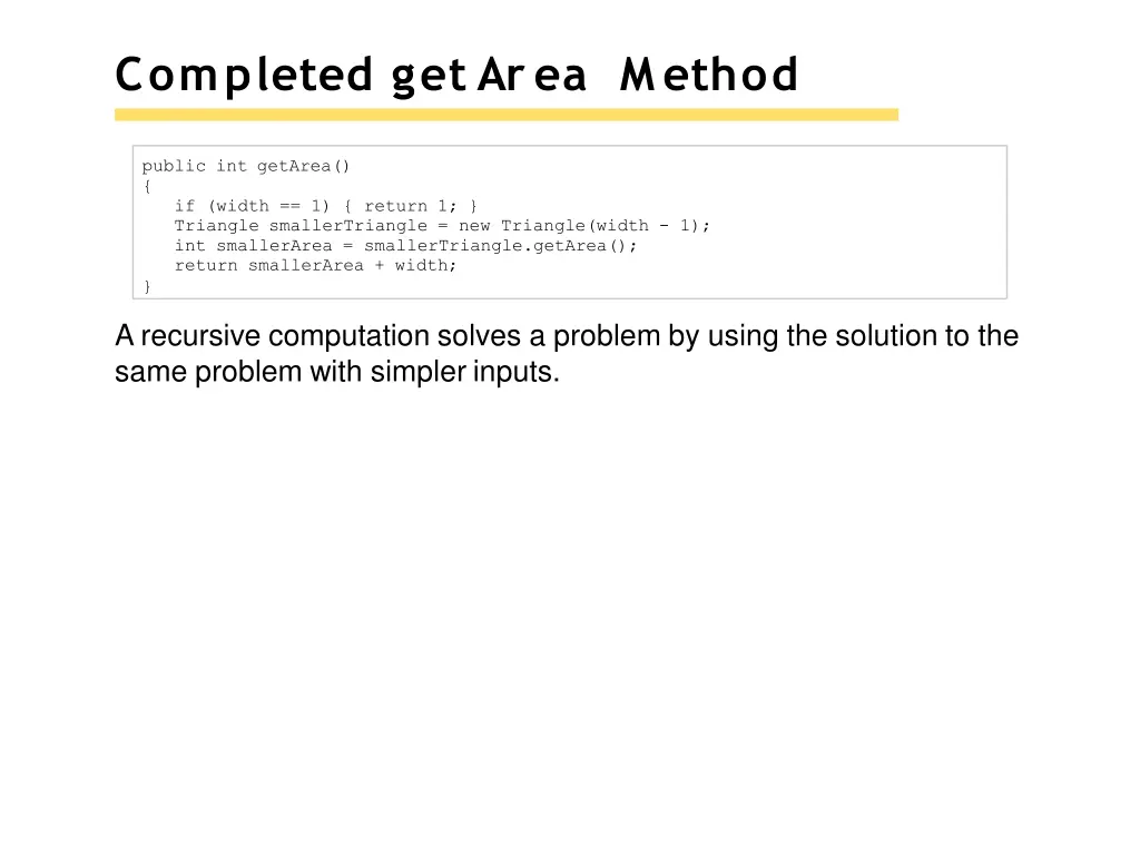 completed get area method