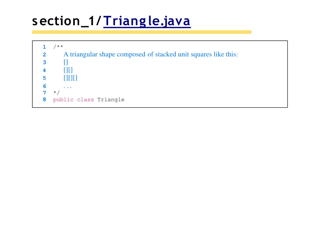 section 1 triangle java