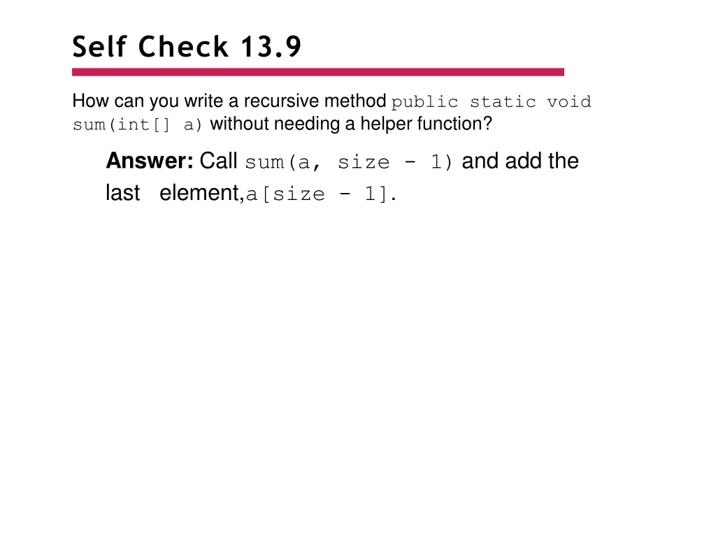 self check 13 9