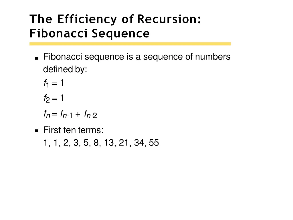 the efficiency of recursion fibonacci sequence