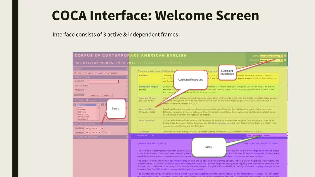 coca interface welcome screen