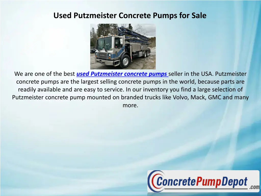 used putzmeister concrete pumps for sale