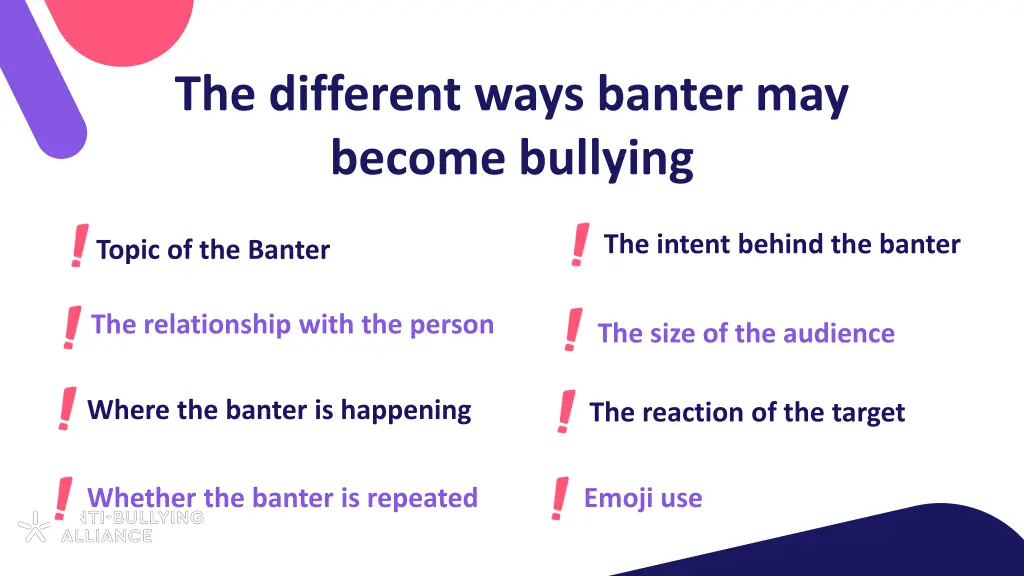 the different ways banter may become bullying