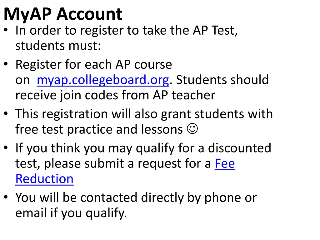 myap account in order to register to take