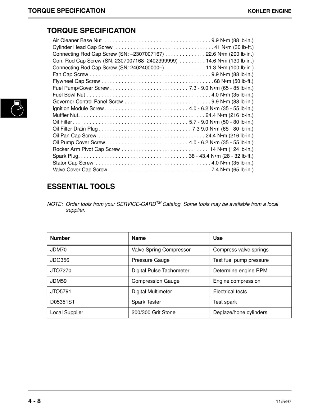 torque specification