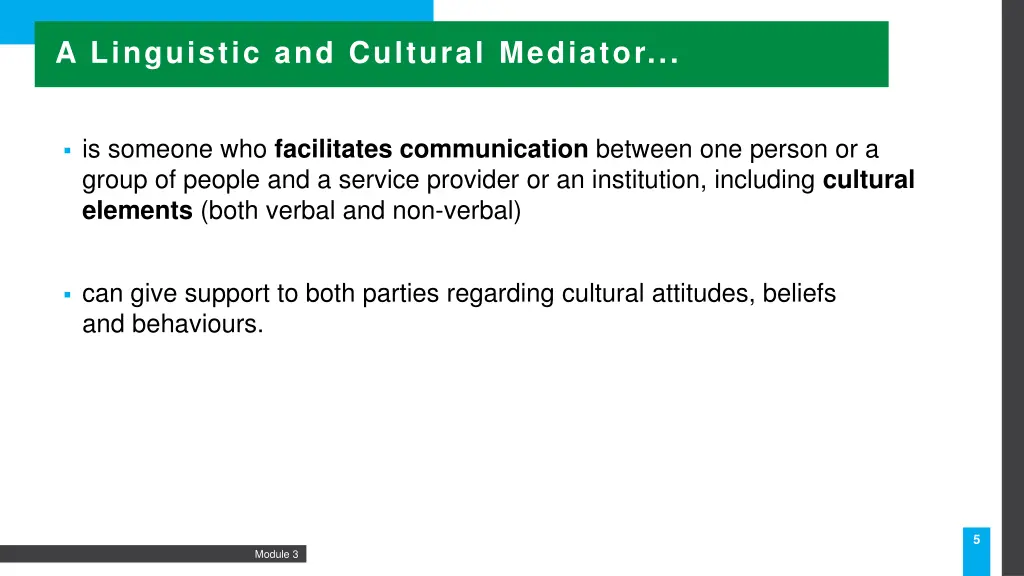 a linguistic and cultural mediator