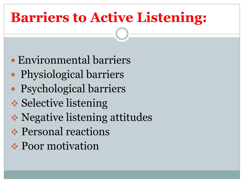 barriers to active listening