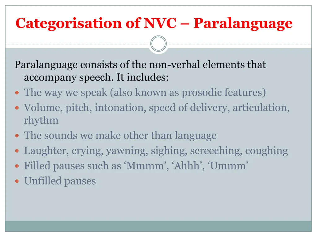 categorisation of nvc paralanguage