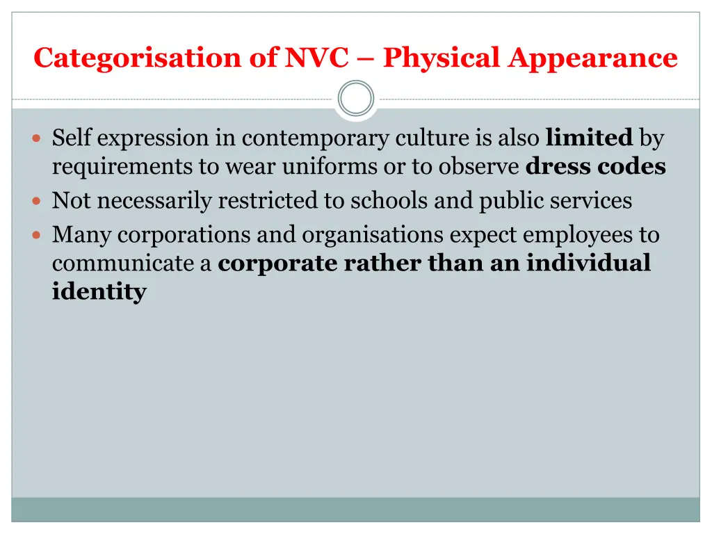 categorisation of nvc physical appearance 2