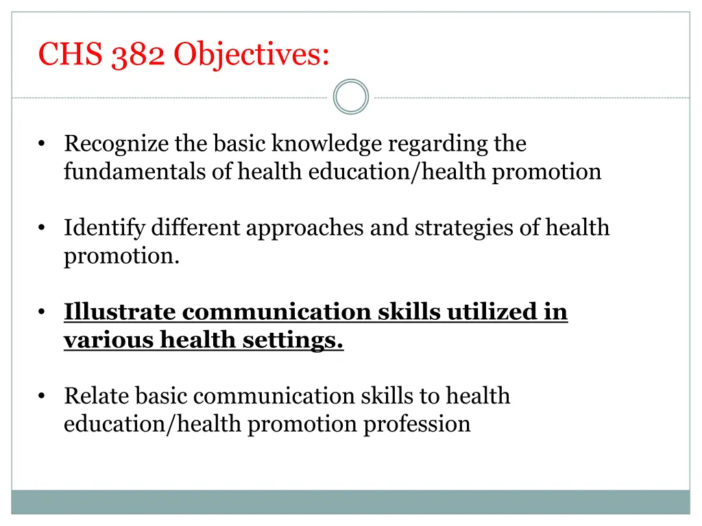 chs 382 objectives