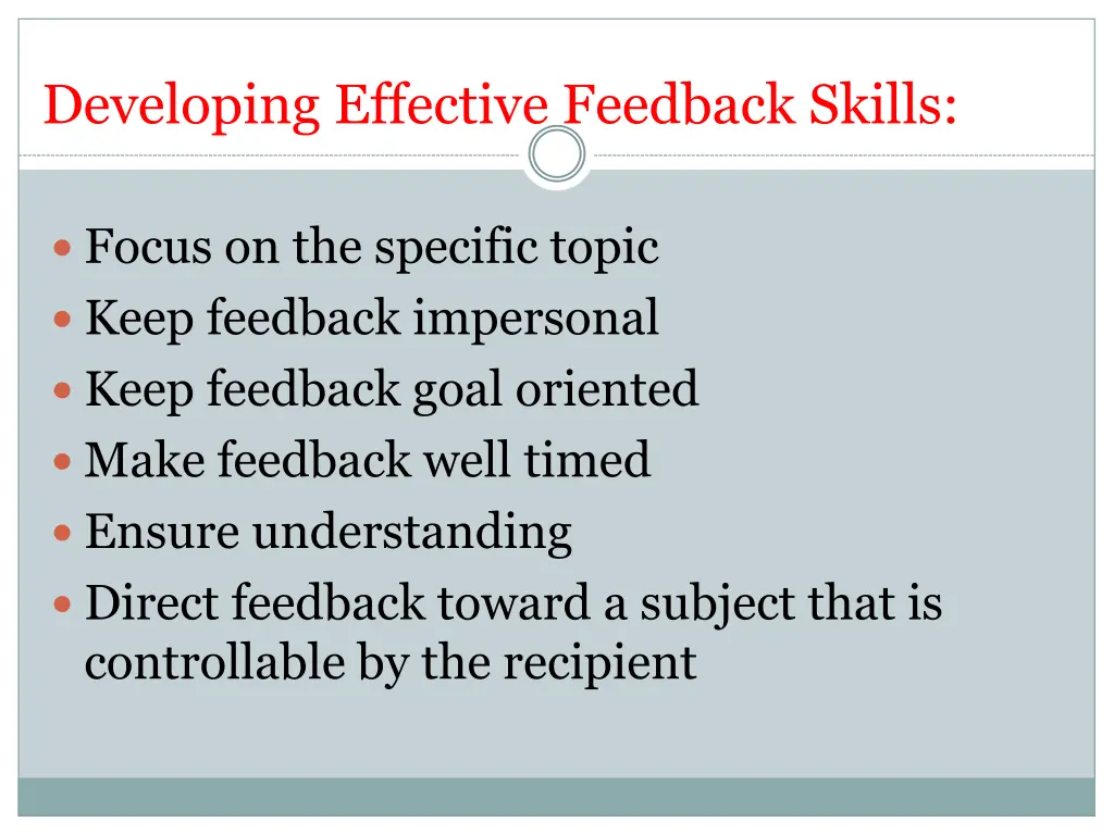 developing effective feedback skills