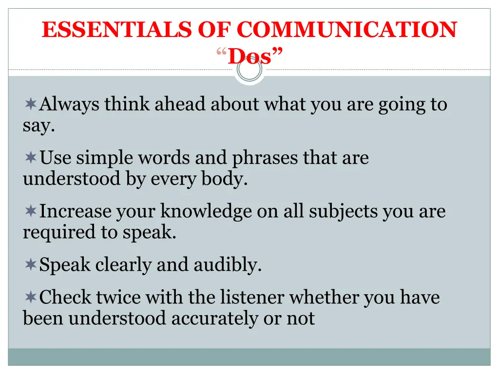 essentials of communication dos