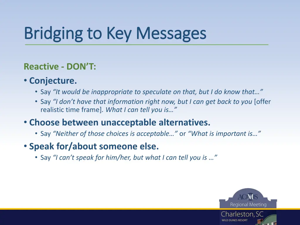 bridging to key bridging to key m messages 1