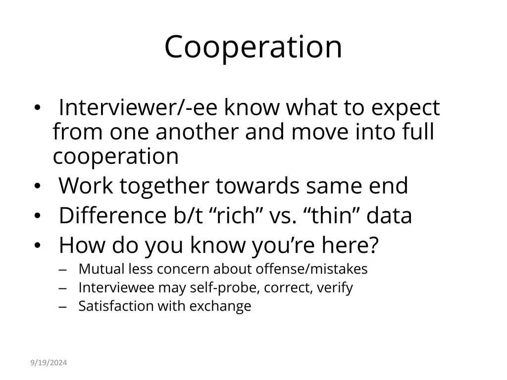 cooperation