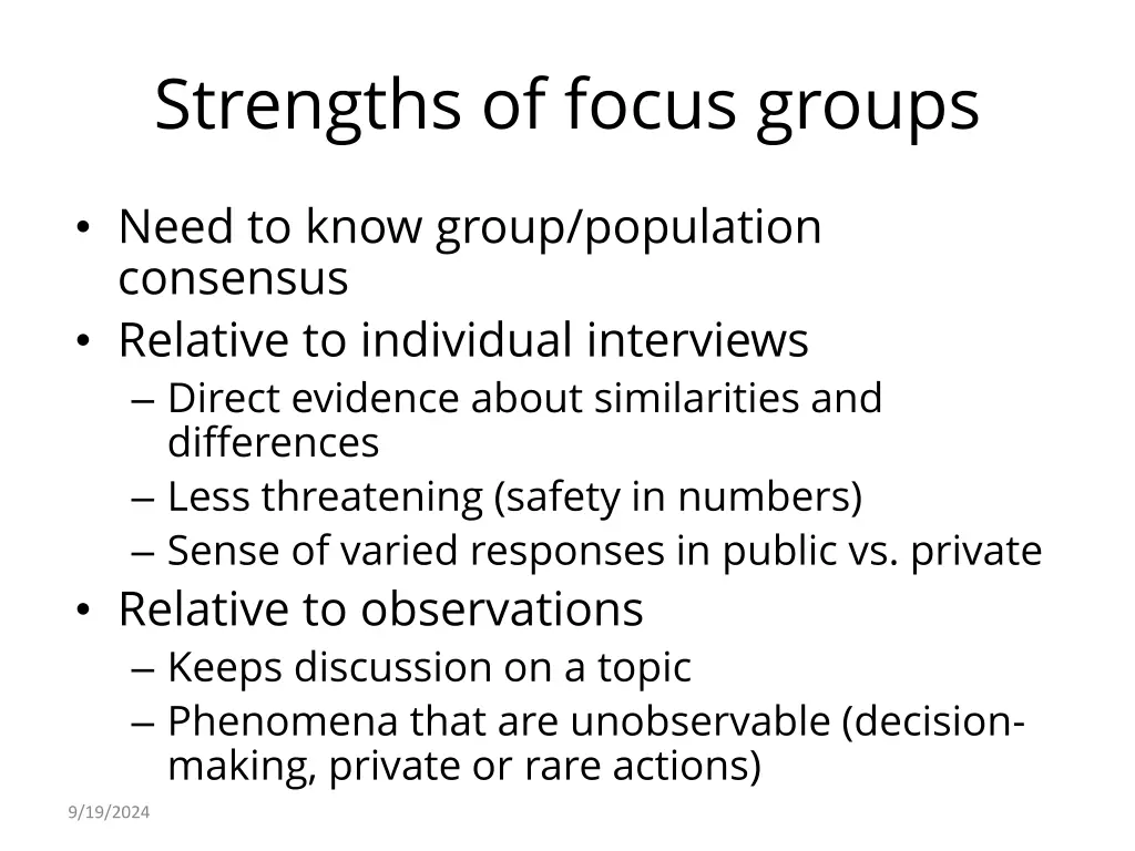 strengths of focus groups