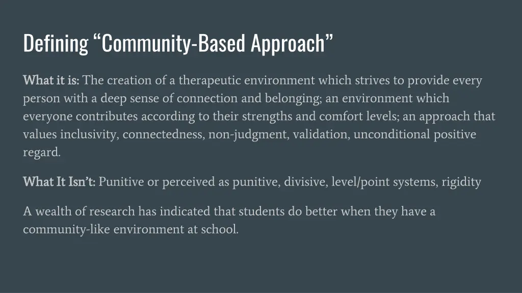 defining community based approach