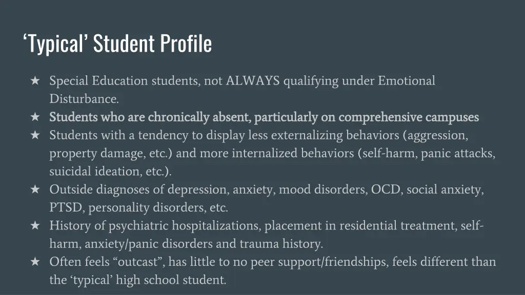 typical student profile