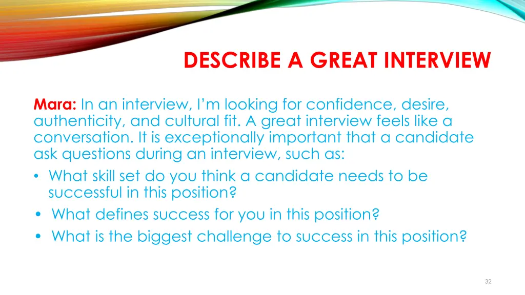 describe a great interview 1